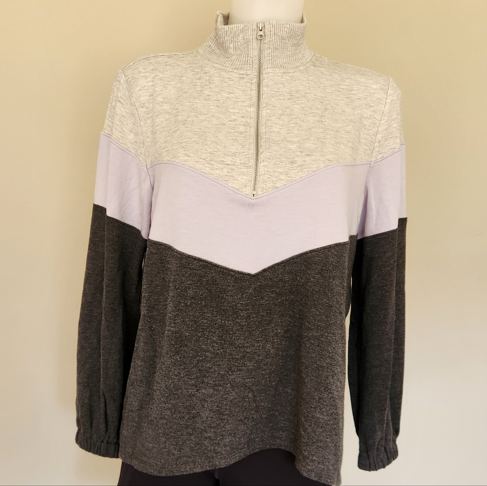 LOFT quarter zip super soft colorblock top
